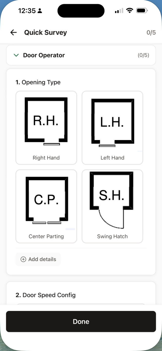 Guided supplier-question prompts — mechanics answer questions on-site so the office can get quotes without a second visit