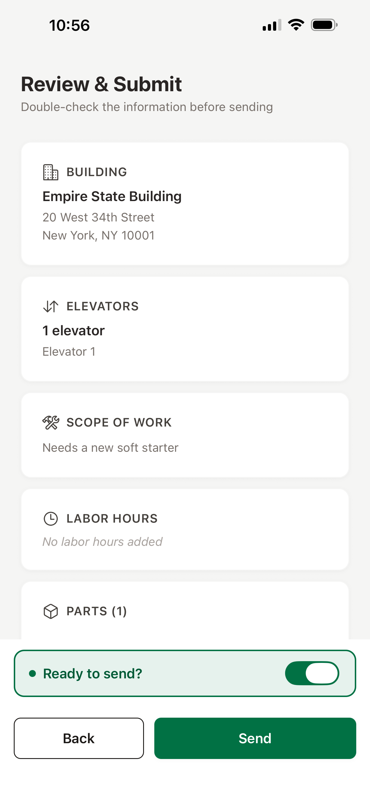 Review and submit a repair lead