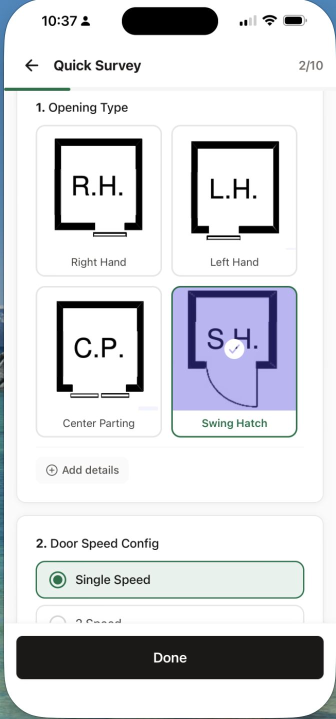 Completing a guided quick survey